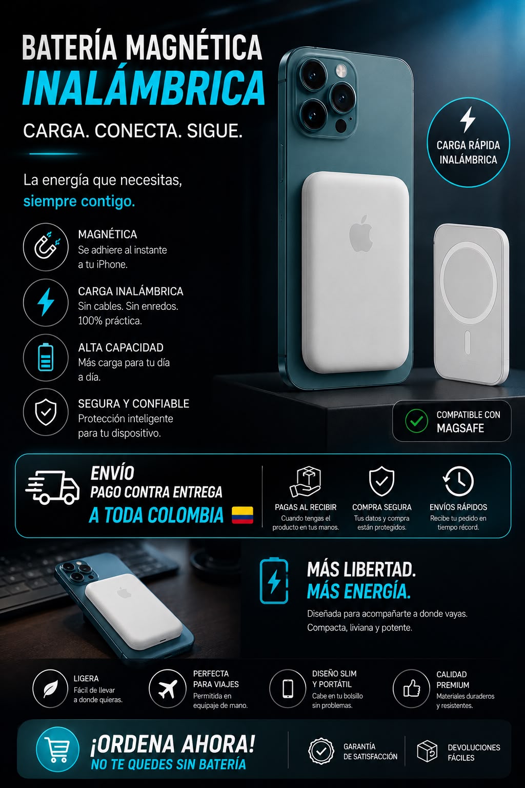 Bateria Inalambrica portatil y compatible para Iphone 3000 mAh